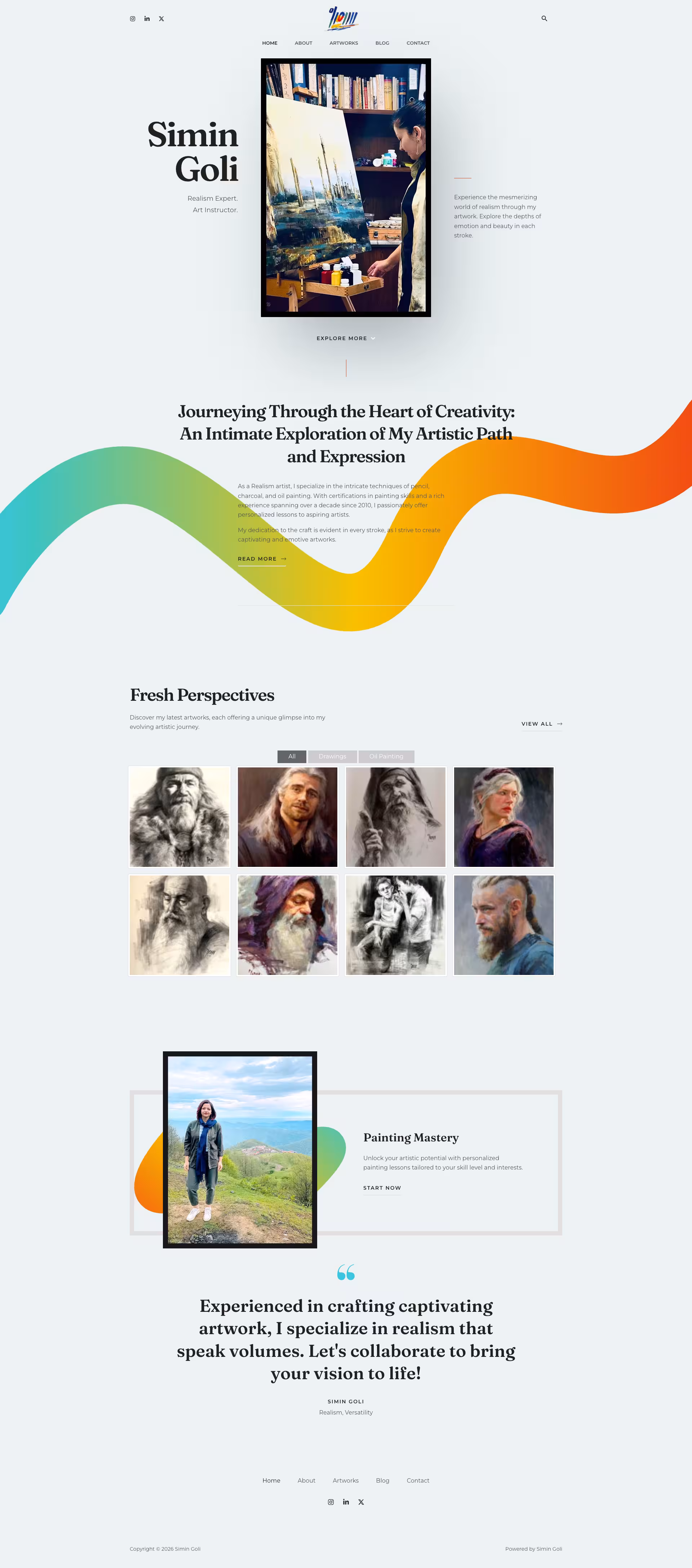 Simin Goli artist website homepage